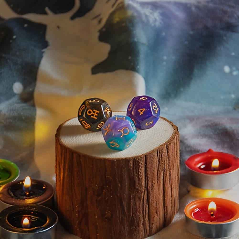 4pcs Astrology Dice Set with Acrylic Pearl Zodiac Dice